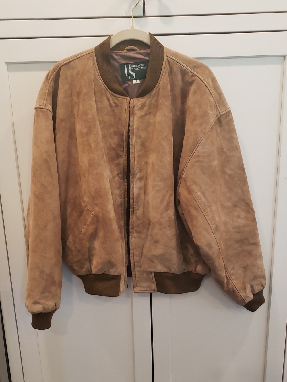 Suede Bomber Jacket in Tan by H. Schmacher & Co.